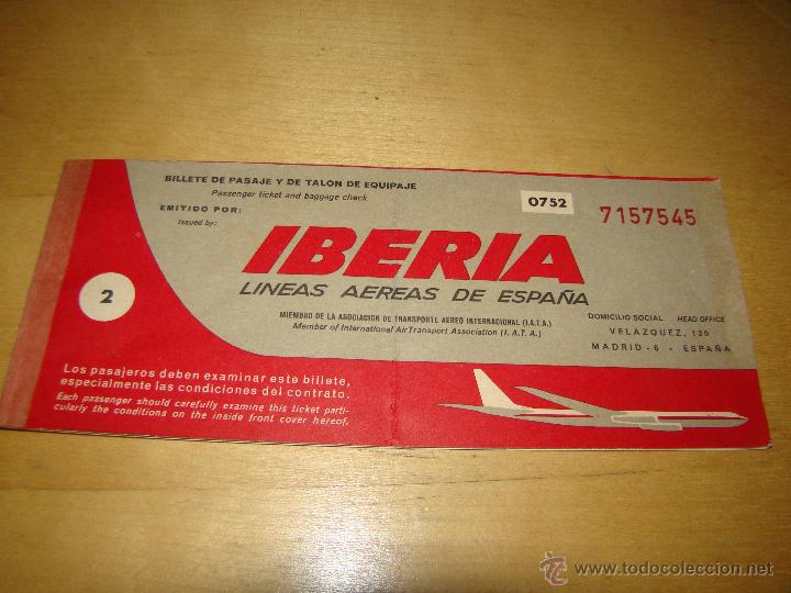 L&iacute;neas de navegaci&oacute;n: Antiguo billete pasaje IBERIA - Foto 1