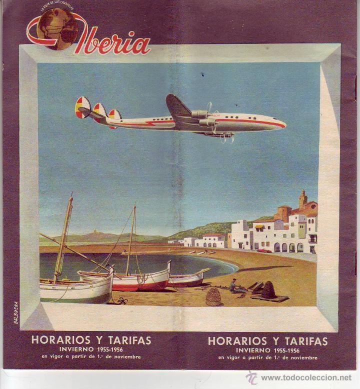 L&iacute;neas de navegaci&oacute;n: iberia horarios y tarifas 1955-1956 - Foto 1