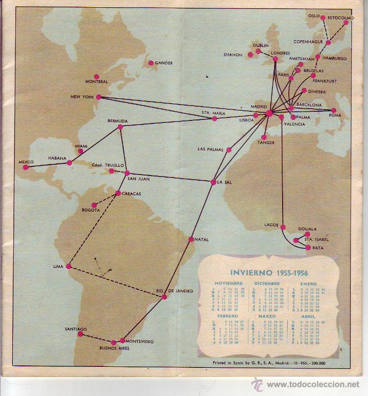 L&iacute;neas de navegaci&oacute;n: iberia horarios y tarifas 1955-1956 - Foto 2