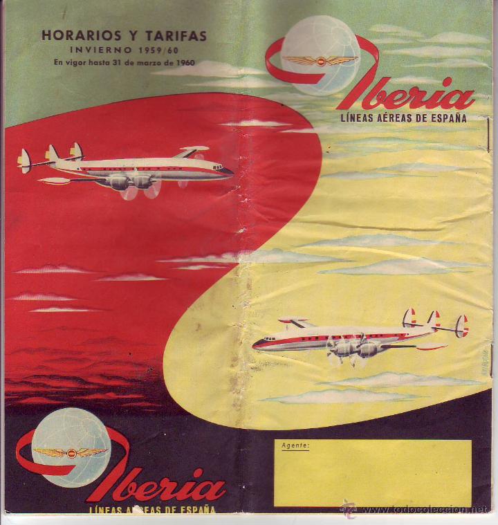 L&iacute;neas de navegaci&oacute;n: iberia horarios y tarifas 1959-1960 - Foto 1