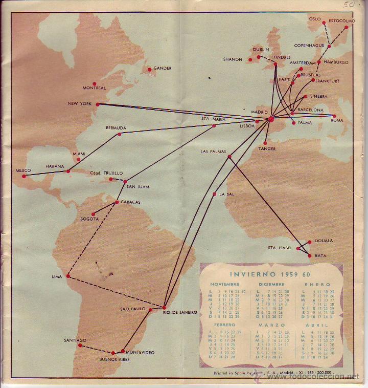 L&iacute;neas de navegaci&oacute;n: iberia horarios y tarifas 1959-1960 - Foto 2