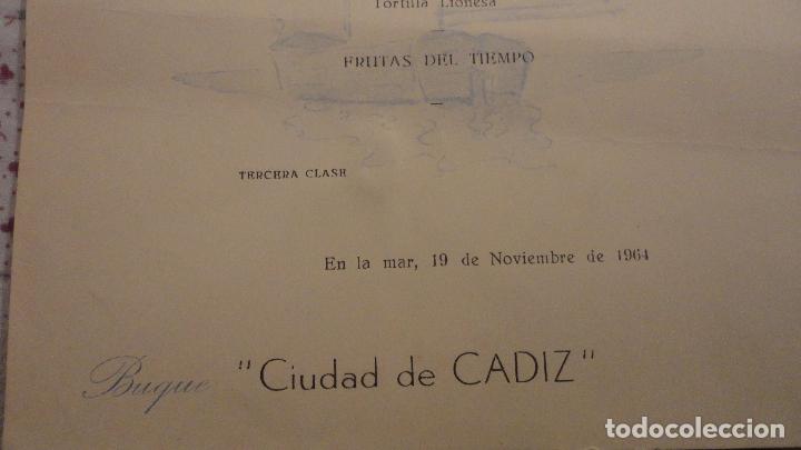 L&iacute;neas de navegaci&oacute;n: ANTIGUO MENU.BUQUE CIUDAD DE CADIZ.1964 - Foto 2