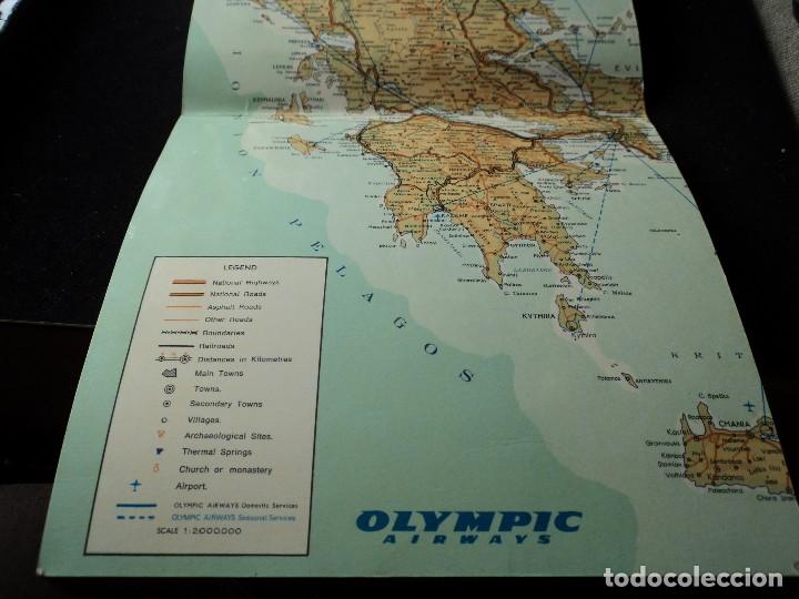 L&iacute;neas de navegaci&oacute;n: antiguo mapa lineas aereas olympic airways - Foto 1