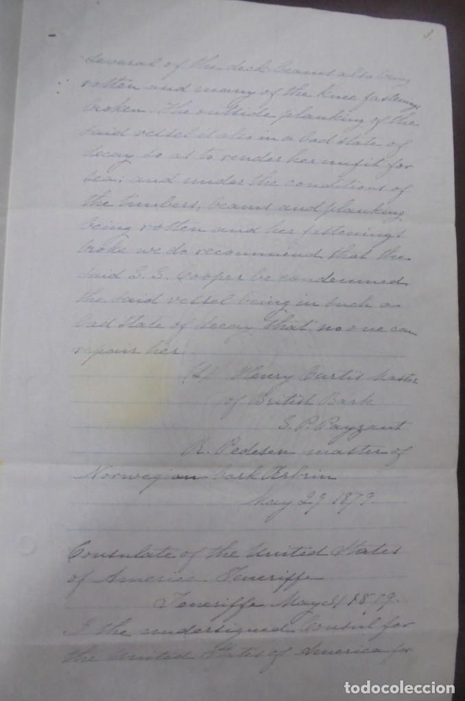 L&iacute;neas de navegaci&oacute;n: CONSULADO DE EEUU  EN TENERIFE. SS COOPER. LEER. 1879 - Foto 3