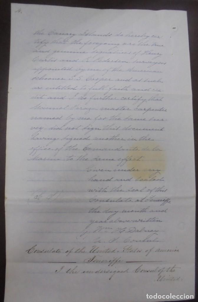 L&iacute;neas de navegaci&oacute;n: CONSULADO DE EEUU  EN TENERIFE. SS COOPER. LEER. 1879 - Foto 4