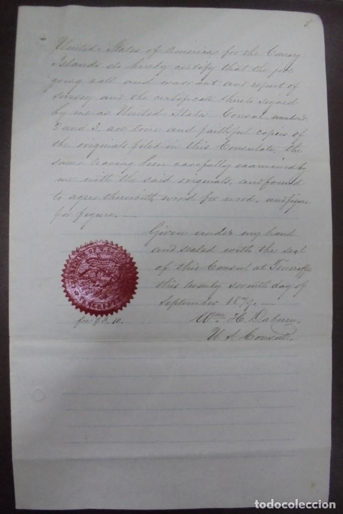 L&iacute;neas de navegaci&oacute;n: CONSULADO DE EEUU  EN TENERIFE. SS COOPER. LEER. 1879 - Foto 5