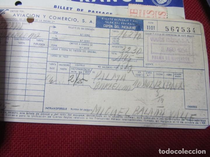 L&iacute;neas de navegaci&oacute;n: BILLETE DE PASAJE AVIACI&Oacute;N Y COMERCIO 1954 - Foto 3
