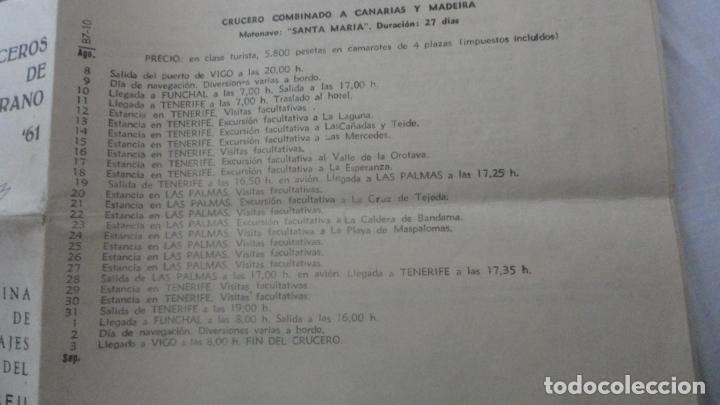 L&iacute;neas de navegaci&oacute;n: CRUCEROS VERANO 1961. SEU. - Foto 5