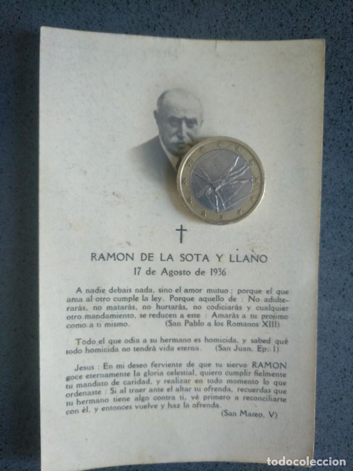 Líneas de navegación: Sota y Aznar Esquela recordatorio de Ramón de la Sota. Naviero 1936. Bilbao - Foto 1 - 300346643