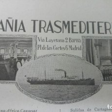 Líneas de navegación: COMPAÑIA TRANSMEDITERRANEA LINEAS Y SERVICIOS MEDIDAS 16 X 24 '50 CM .HOJA REVISTA AÑO 1928