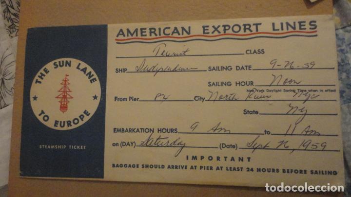 L&iacute;neas de navegaci&oacute;n: AMERICAN EXPORT LINES.INDEPENDENCE.PASSAGE CONTRACT FOLDER.NEW YORK-NAPLES.1959 - Foto 2
