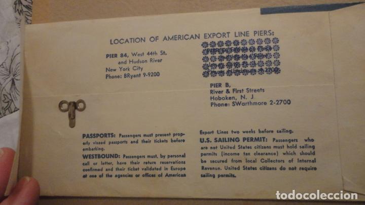 L&iacute;neas de navegaci&oacute;n: AMERICAN EXPORT LINES.INDEPENDENCE.PASSAGE CONTRACT FOLDER.NEW YORK-NAPLES.1959 - Foto 3
