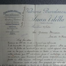 Líneas de navegación: BARCELONA CARTA COMERCIAL AÑO 1905 VIDRIERA BARCELONESA DE JUAN VILELLA. Lote 199349123