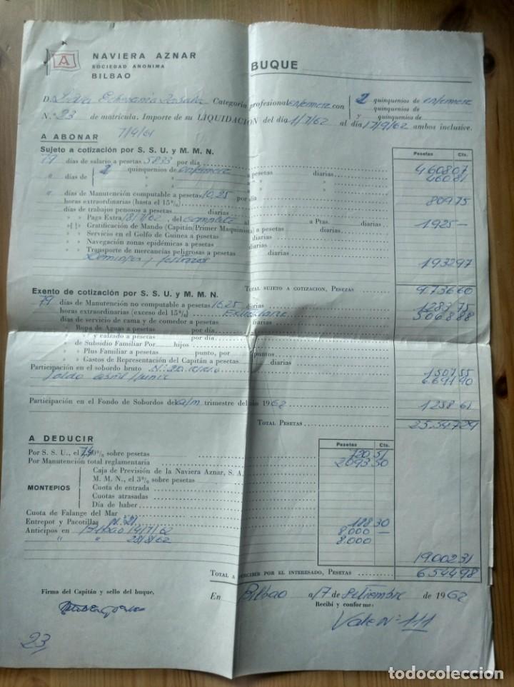 L&iacute;neas de navegaci&oacute;n: N&oacute;mina Naviera Aznar enfermera 1962 - Foto 1