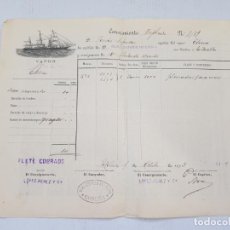 Líneas de navegación: REAL COMPAÑIA ASTURIANA CORUÑA GALICIA DOCUMENTO FLETE 1893. Lote 248177490