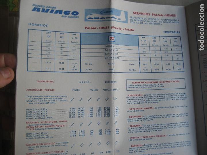 L&iacute;neas de navegaci&oacute;n: Aviaco. Horarios y Tarifas. 1966-1967. - Foto 6