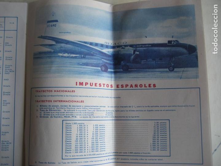 L&iacute;neas de navegaci&oacute;n: Aviaco. Horarios y Tarifas. 1966-1967. - Foto 10
