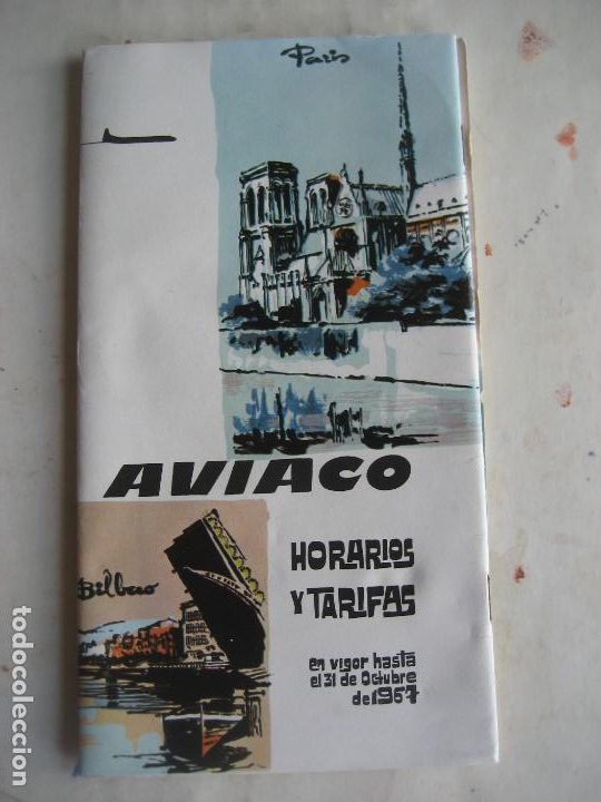 L&iacute;neas de navegaci&oacute;n: Aviaco. Horarios y Tarifas. 1966-1967. - Foto 1