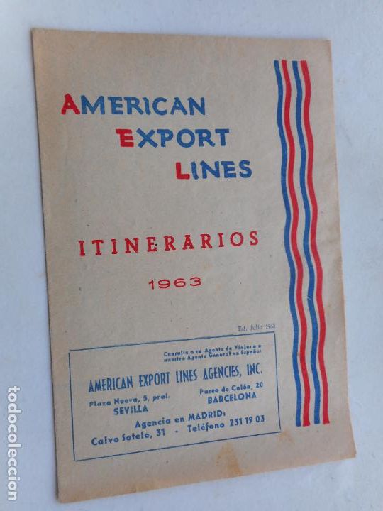 L&iacute;neas de navegaci&oacute;n: AMERICAN EXPORT LINES.ITINERARIOS 1963 - Foto 1