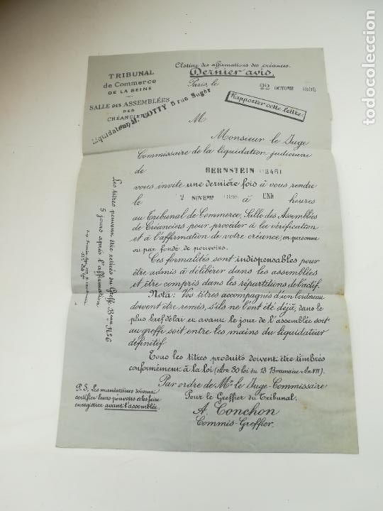 L&iacute;neas de navegaci&oacute;n: CIRCULAR. TRIBUNAL DE COMMERCE DE LA SEINE. PARIS. 1895. VER - Foto 1