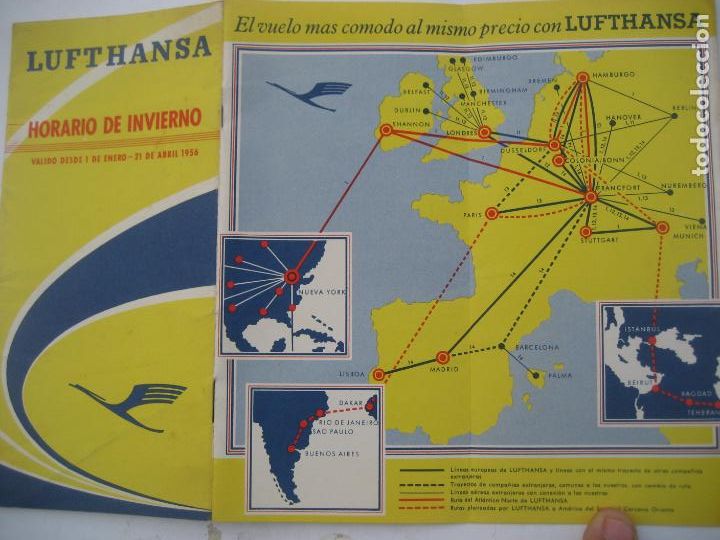 L&iacute;neas de navegaci&oacute;n: Lufthansa. 1956. Horarios de Invierno - Foto 6