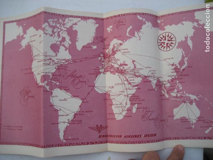 L&iacute;neas de navegaci&oacute;n: Scandinavian Airlines System . 1954. Horarios - Foto 2