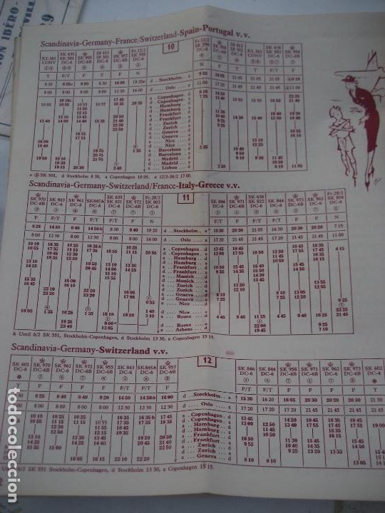 L&iacute;neas de navegaci&oacute;n: Scandinavian Airlines System . 1954. Horarios - Foto 5