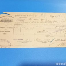 Líneas de navegación: CONOCIMIENTO DE EMBARQUE. VAPORES CERVANTES, VICENTE SANZ Y OTROS. 1895. GRAO DE VALENCIA