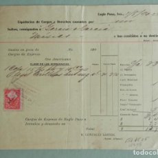 Líneas de navegación: MÉXICO, CIUDAD FACTURA CON SELLO FISCAL AÑO 1904 EMBARQUE MERCANCÍAS
