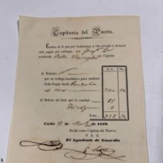 Líneas de navegación: CÁDIZ. CAPITANÍA DEL PUERTO. 1859. FACTURA DE PILOTAJE MERCANTIL. PRÁCTICAS. VER