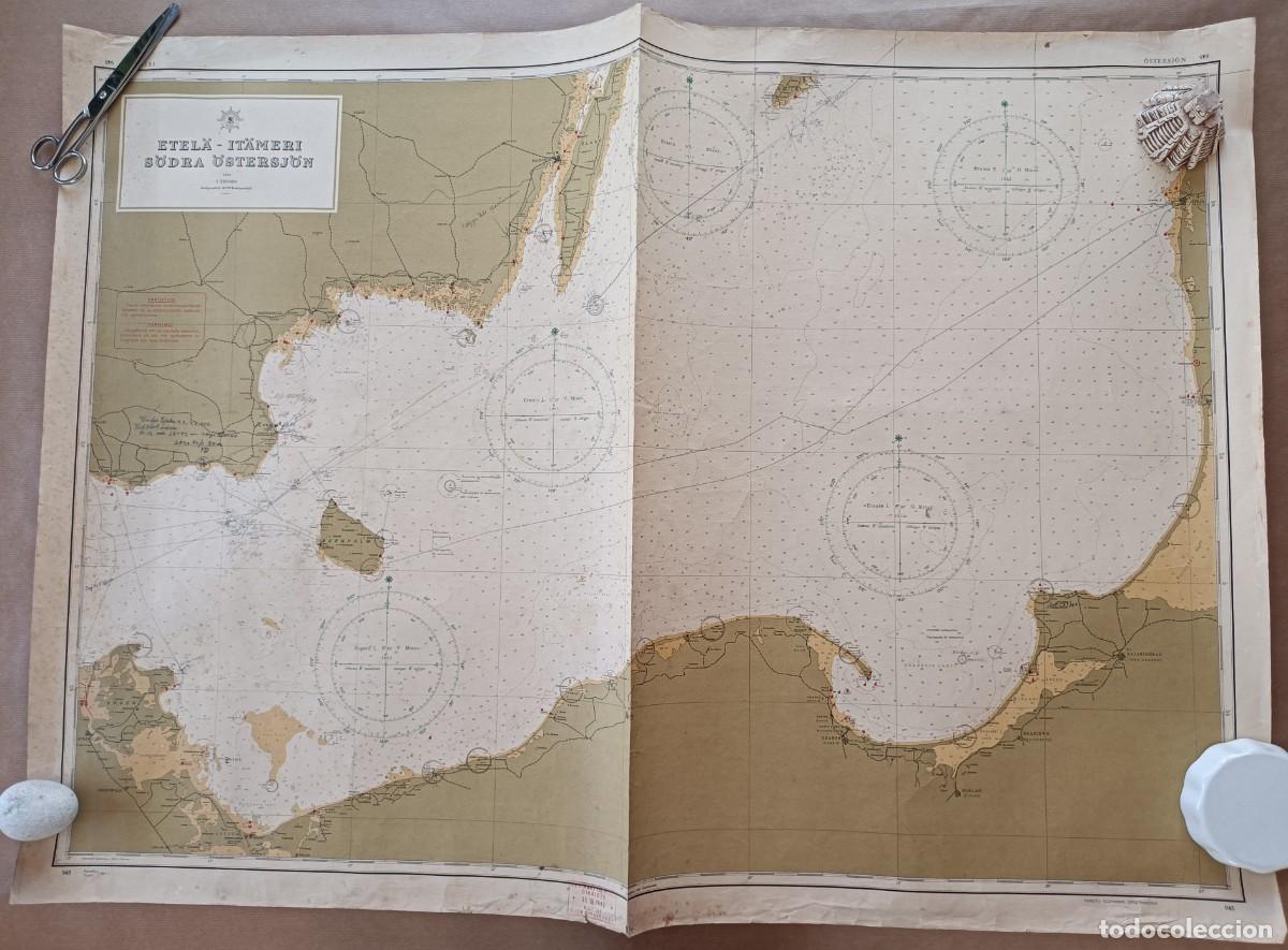 L&iacute;neas de navegaci&oacute;n: CARTA N&Aacute;UTICA ETEL&Auml; - IT&Acirc;MERI S&Ouml;DRA &Ouml;STERSJ&Ouml;N 1950 - ISLA DE BORNHOLM DINAMARCA - Foto 1