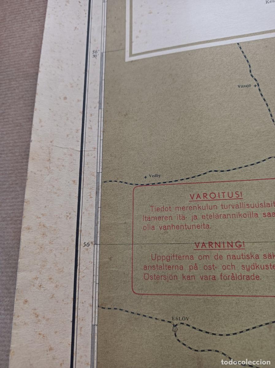 L&iacute;neas de navegaci&oacute;n: CARTA N&Aacute;UTICA ETEL&Auml; - IT&Acirc;MERI S&Ouml;DRA &Ouml;STERSJ&Ouml;N 1950 - ISLA DE BORNHOLM DINAMARCA - Foto 4