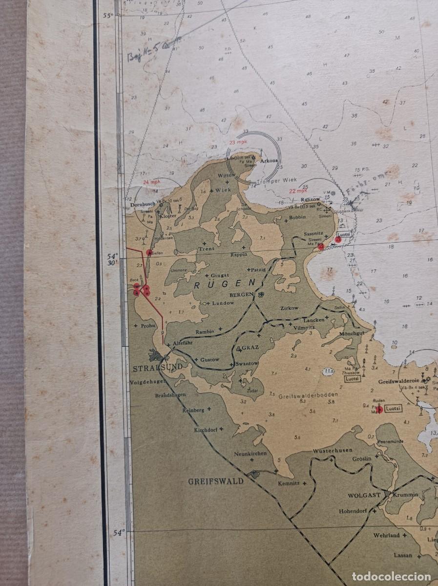 L&iacute;neas de navegaci&oacute;n: CARTA N&Aacute;UTICA ETEL&Auml; - IT&Acirc;MERI S&Ouml;DRA &Ouml;STERSJ&Ouml;N 1950 - ISLA DE BORNHOLM DINAMARCA - Foto 6