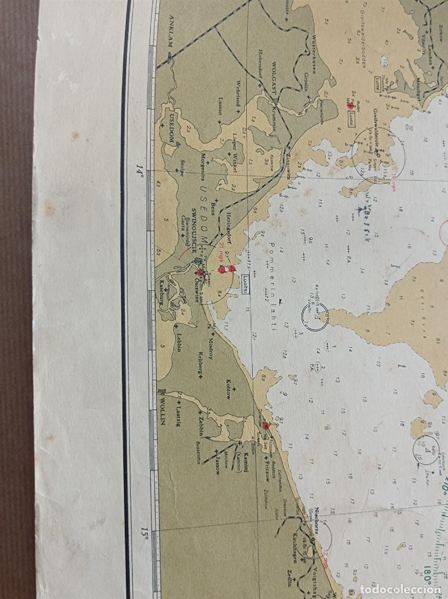 L&iacute;neas de navegaci&oacute;n: CARTA N&Aacute;UTICA ETEL&Auml; - IT&Acirc;MERI S&Ouml;DRA &Ouml;STERSJ&Ouml;N 1950 - ISLA DE BORNHOLM DINAMARCA - Foto 10