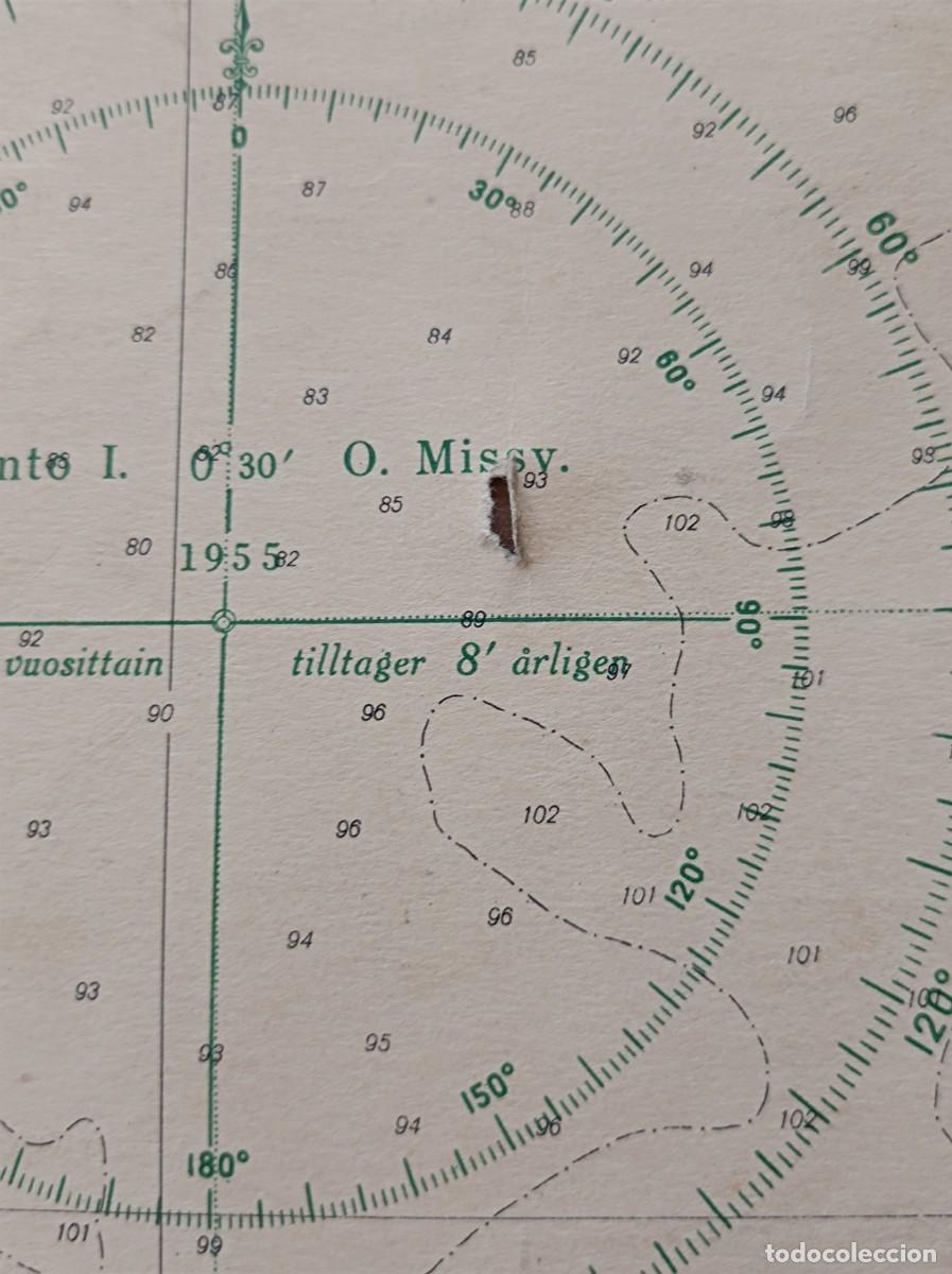 L&iacute;neas de navegaci&oacute;n: CARTA N&Aacute;UTICA ETEL&Auml; - IT&Acirc;MERI S&Ouml;DRA &Ouml;STERSJ&Ouml;N 1950 - ISLA DE BORNHOLM DINAMARCA - Foto 16