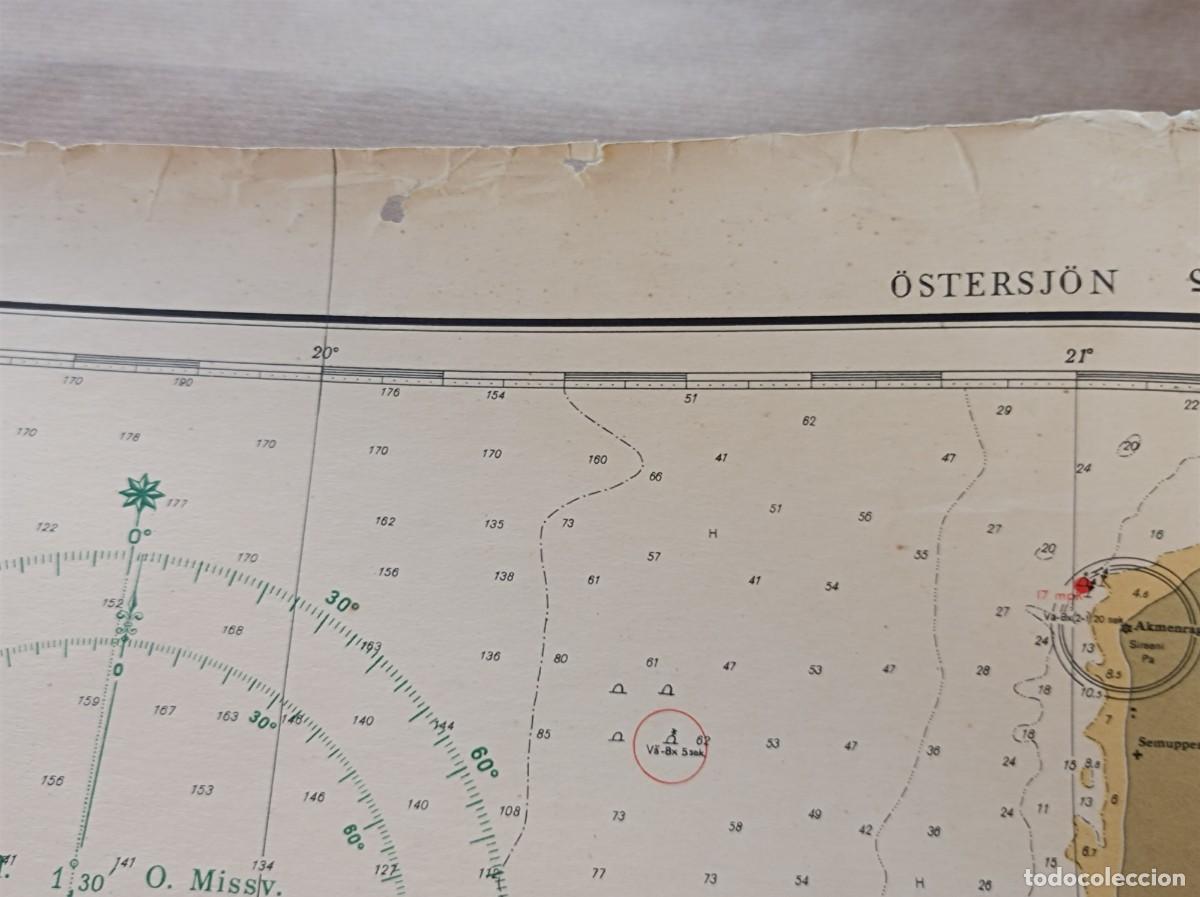 L&iacute;neas de navegaci&oacute;n: CARTA N&Aacute;UTICA ETEL&Auml; - IT&Acirc;MERI S&Ouml;DRA &Ouml;STERSJ&Ouml;N 1950 - ISLA DE BORNHOLM DINAMARCA - Foto 20