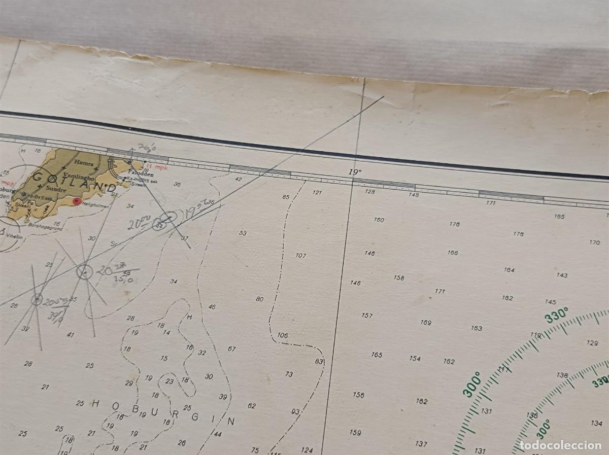 L&iacute;neas de navegaci&oacute;n: CARTA N&Aacute;UTICA ETEL&Auml; - IT&Acirc;MERI S&Ouml;DRA &Ouml;STERSJ&Ouml;N 1950 - ISLA DE BORNHOLM DINAMARCA - Foto 21