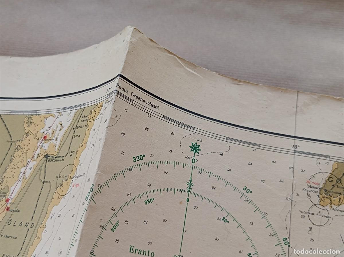 L&iacute;neas de navegaci&oacute;n: CARTA N&Aacute;UTICA ETEL&Auml; - IT&Acirc;MERI S&Ouml;DRA &Ouml;STERSJ&Ouml;N 1950 - ISLA DE BORNHOLM DINAMARCA - Foto 22