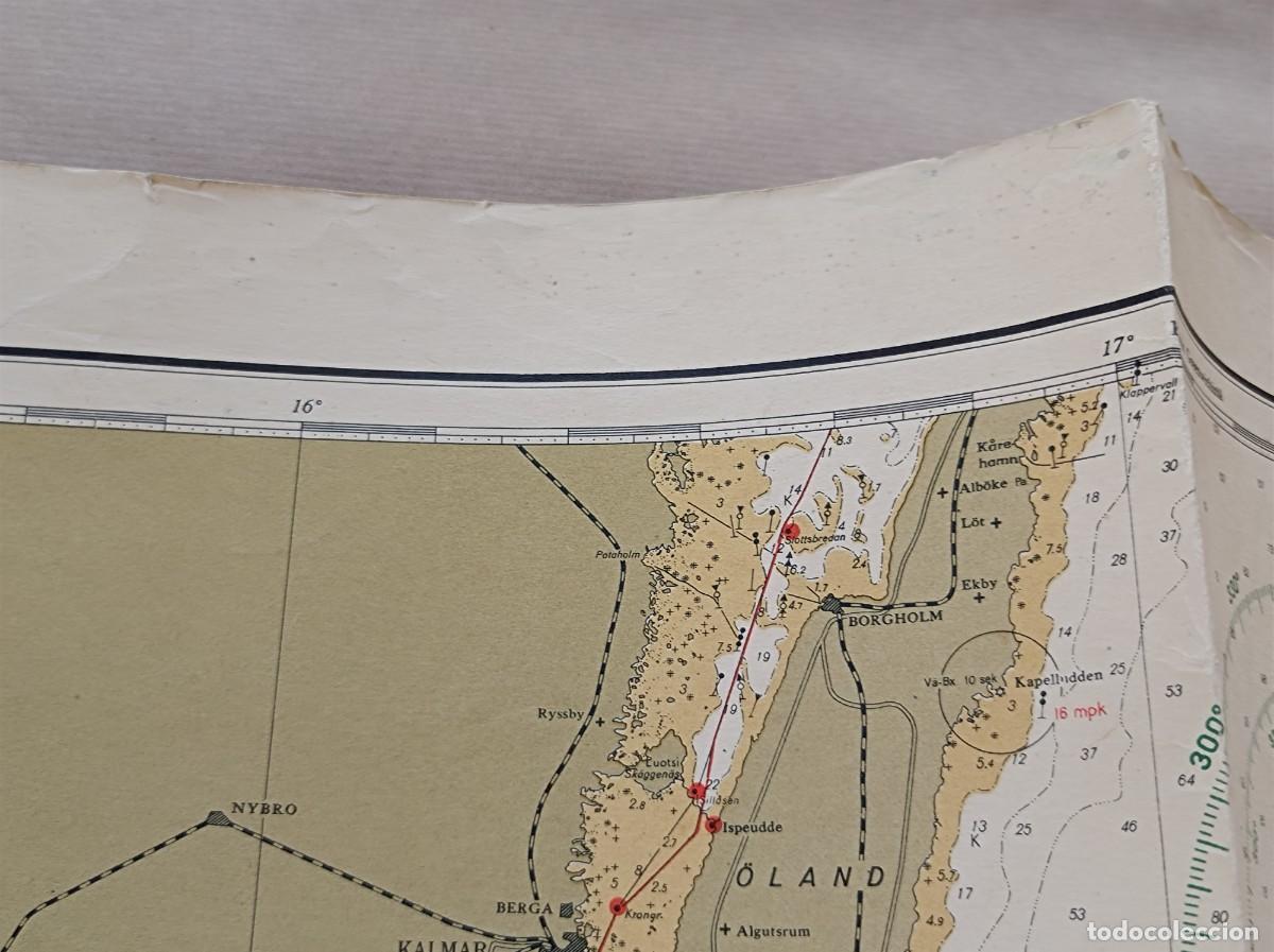 L&iacute;neas de navegaci&oacute;n: CARTA N&Aacute;UTICA ETEL&Auml; - IT&Acirc;MERI S&Ouml;DRA &Ouml;STERSJ&Ouml;N 1950 - ISLA DE BORNHOLM DINAMARCA - Foto 23