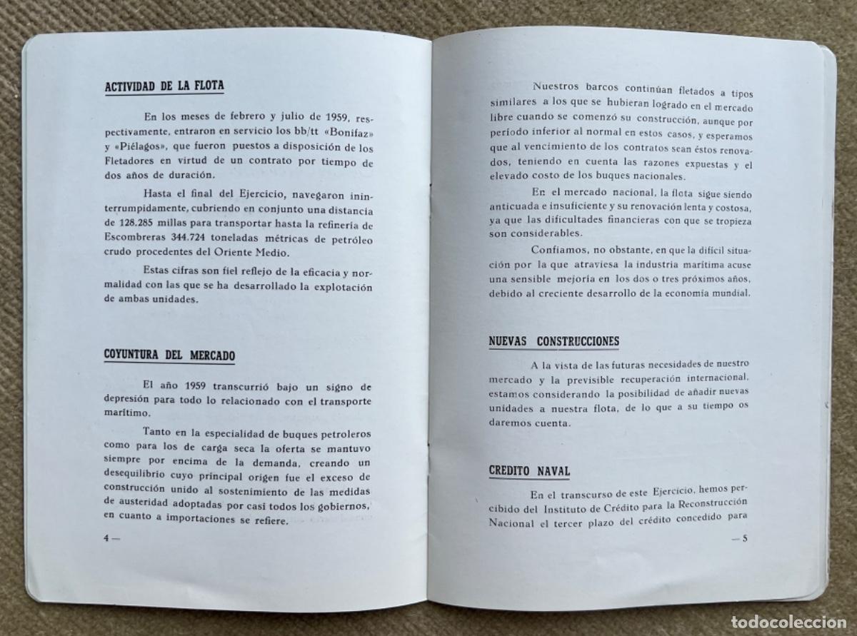 L&iacute;neas de navegaci&oacute;n: Naviera de Castilla, S.A. - Memoria del Ejercicio de 1959 - Santander - Foto 4