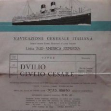 Líneas de navegación: TRANSATLANTICOS DUILIO Y GIULIO CESARE - NAVIGAZIONE GENERALE ITALIANA - AÑO 1931