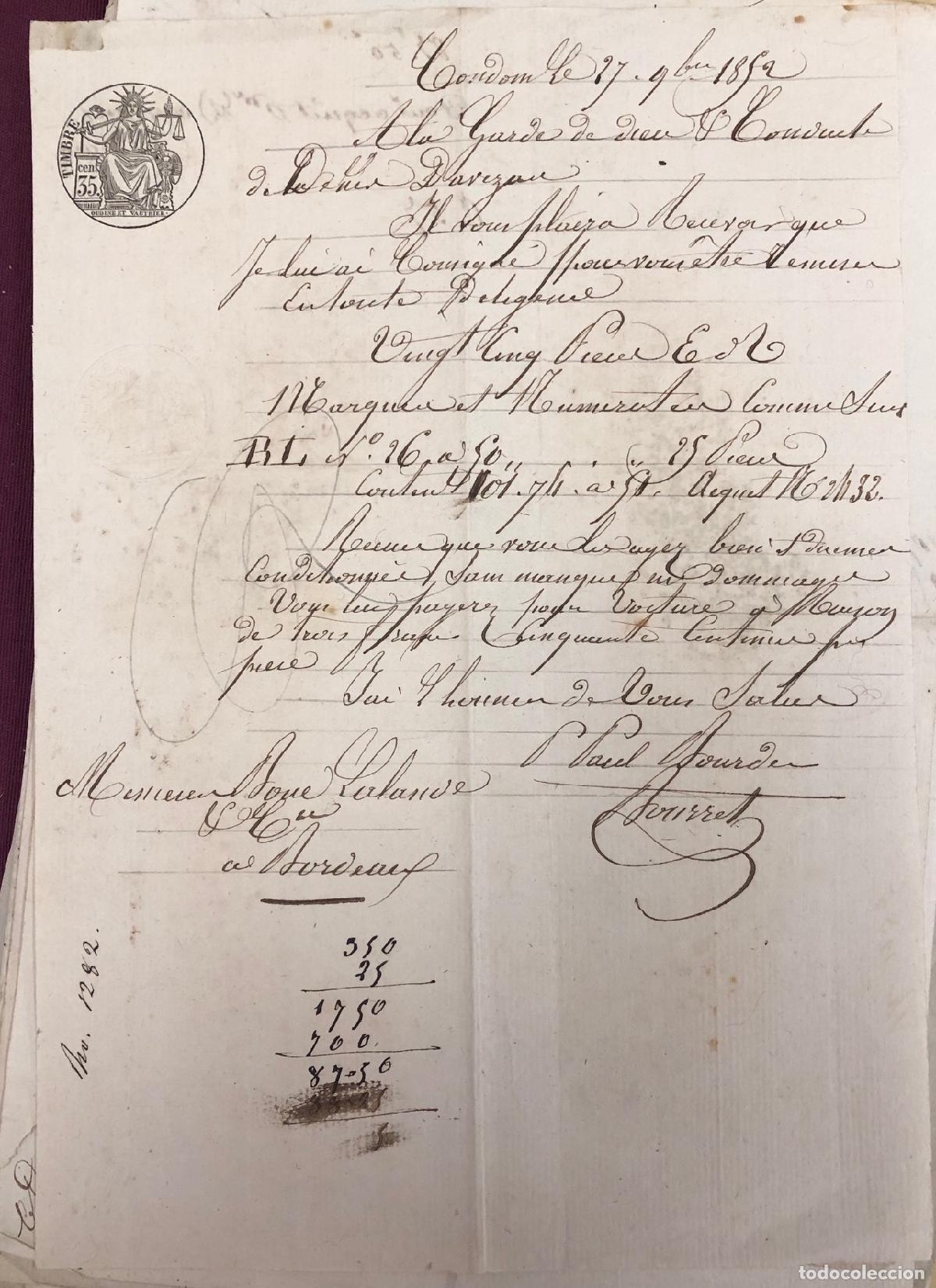 L&iacute;neas de navegaci&oacute;n: LOTE DE 108 CONOCIMIENTOS EMBARQUE, DOCUMENTOS COMERCIO NAVAL BURDEOS. SIGLO XIX - Foto 2