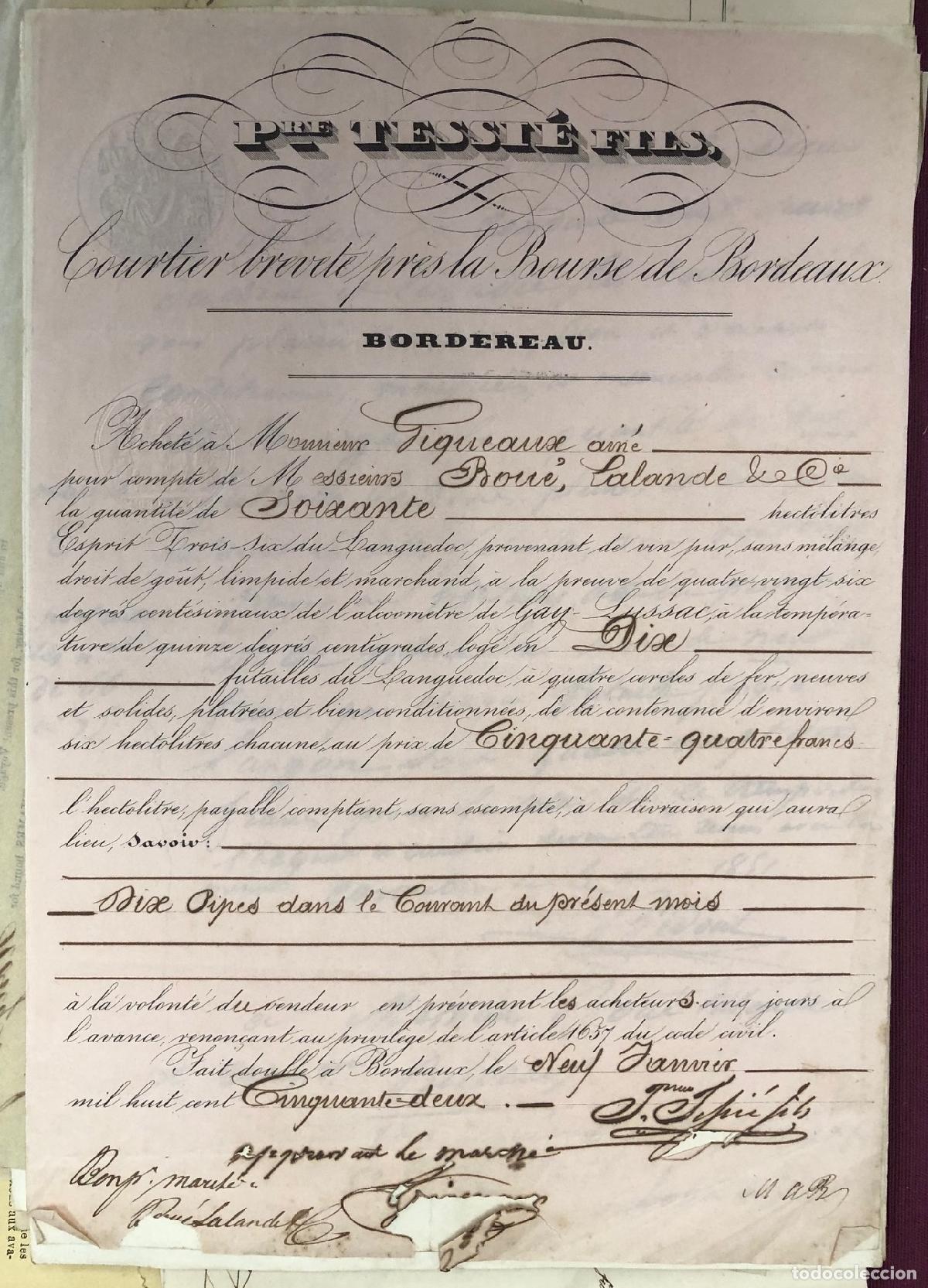 L&iacute;neas de navegaci&oacute;n: LOTE DE 108 CONOCIMIENTOS EMBARQUE, DOCUMENTOS COMERCIO NAVAL BURDEOS. SIGLO XIX - Foto 6