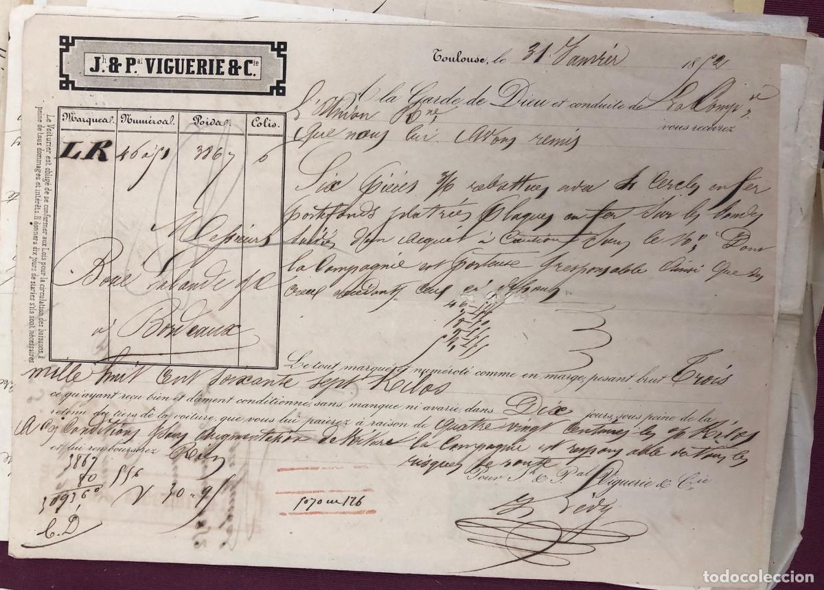L&iacute;neas de navegaci&oacute;n: LOTE DE 108 CONOCIMIENTOS EMBARQUE, DOCUMENTOS COMERCIO NAVAL BURDEOS. SIGLO XIX - Foto 8