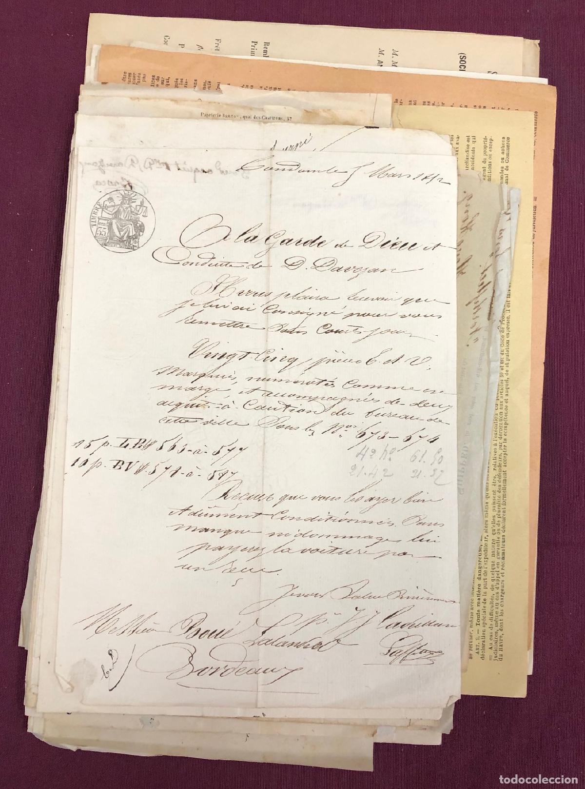 L&iacute;neas de navegaci&oacute;n: LOTE DE 108 CONOCIMIENTOS EMBARQUE, DOCUMENTOS COMERCIO NAVAL BURDEOS. SIGLO XIX - Foto 1