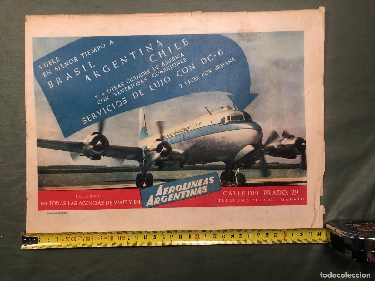 L&iacute;neas de navegaci&oacute;n: HOJA PUBLICITARIA DE AEROL&Iacute;NEAS ARGENTINAS. 1950 - Foto 1