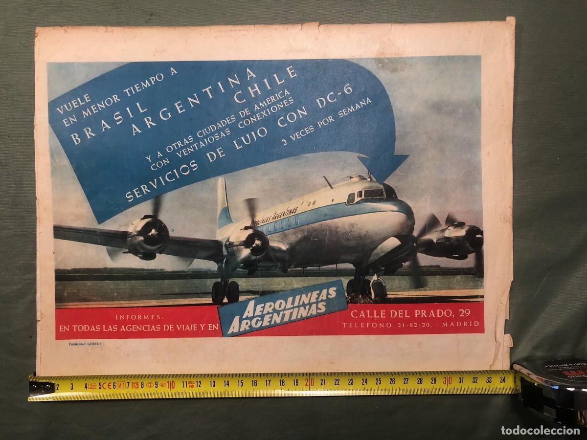 L&iacute;neas de navegaci&oacute;n: HOJA PUBLICITARIA DE AEROL&Iacute;NEAS ARGENTINAS. 1950 - Foto 2