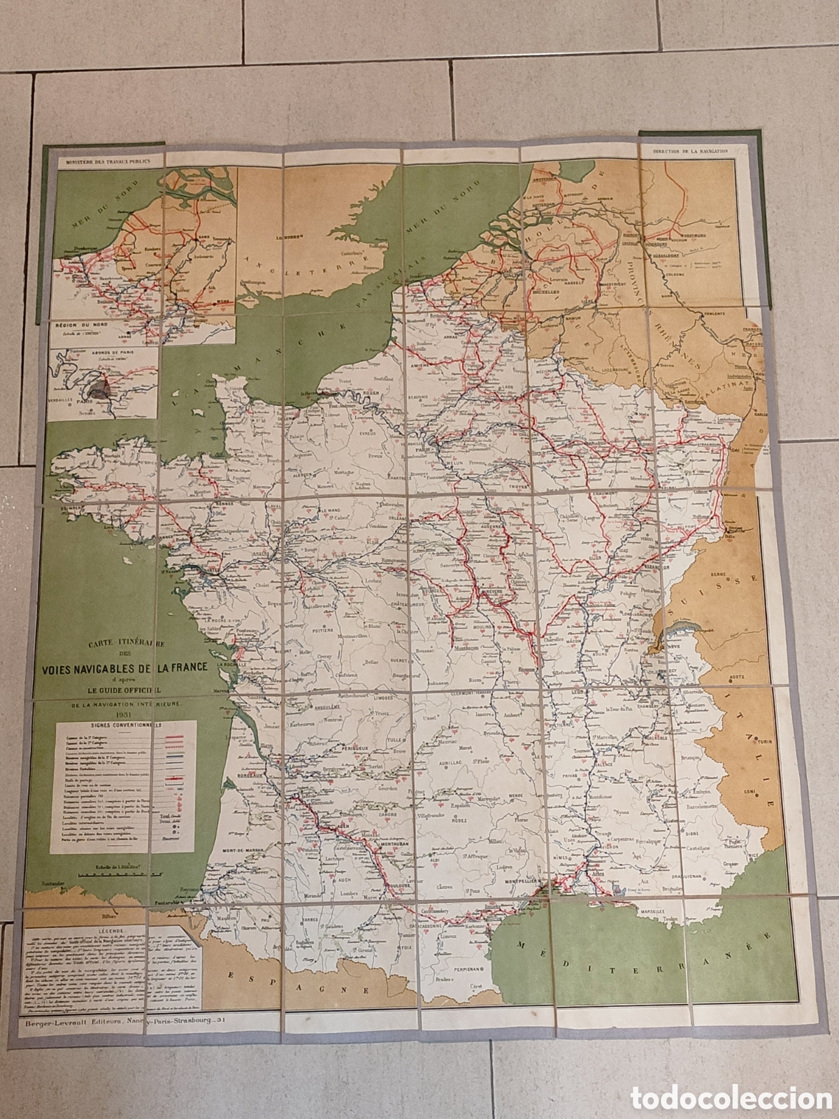 L&iacute;neas de navegaci&oacute;n: Gu&iacute;a mapa de v&iacute;as navegables de Francia 1933 - Foto 6