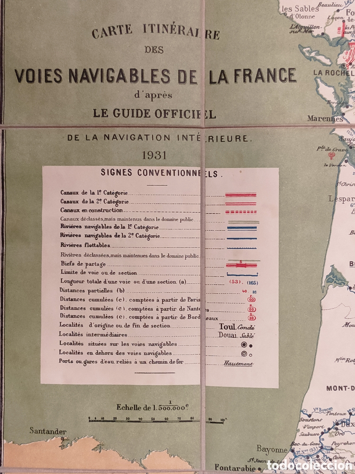 L&iacute;neas de navegaci&oacute;n: Gu&iacute;a mapa de v&iacute;as navegables de Francia 1933 - Foto 7