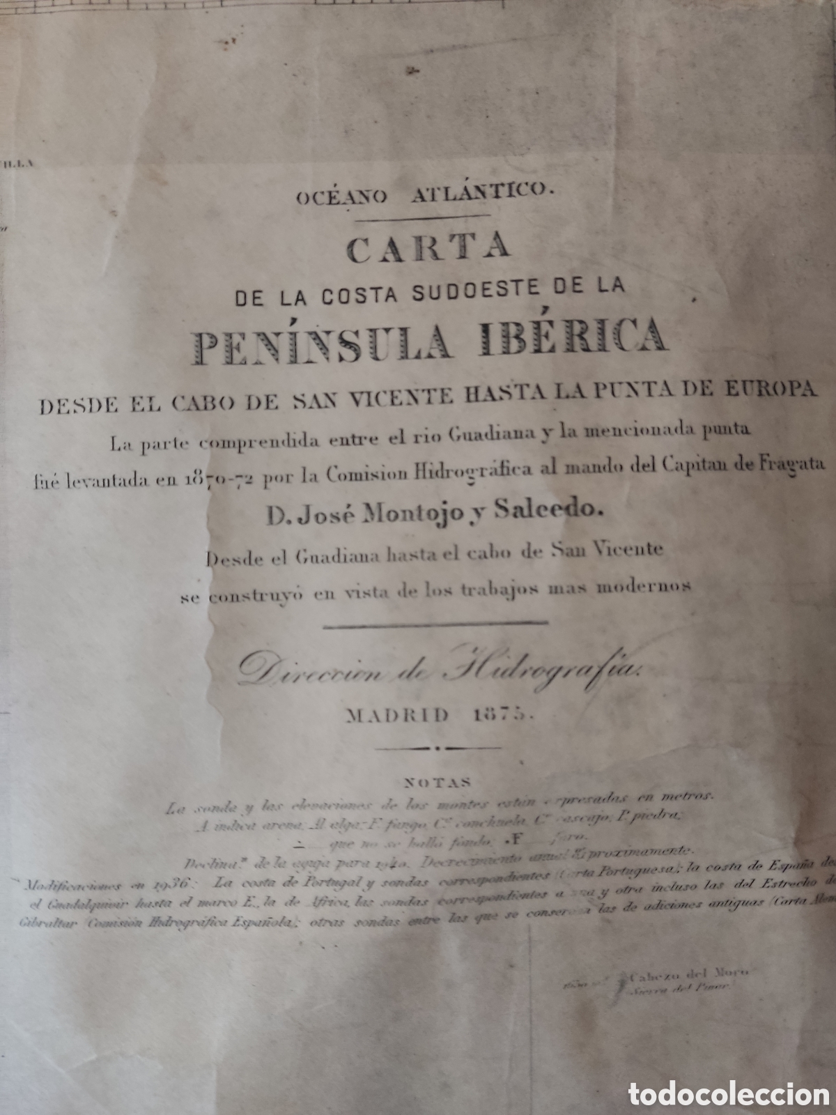 L&iacute;neas de navegaci&oacute;n: Carta n&aacute;utica de la costa sudoeste de la pen&iacute;nsula ib&eacute;rica - Foto 2